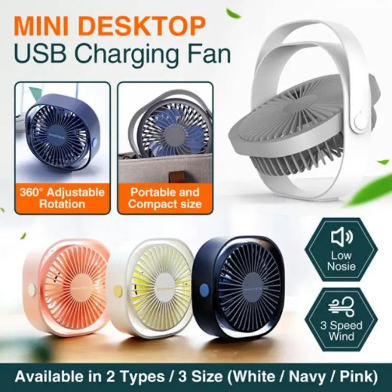 ORI 6inch 2000mAh 3 Speed Mini USB Desktop Fan Personal Portable Cooling With 360 Rotation Adjustable Angle  Office