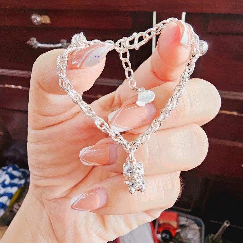 Lắc xoắn mèo đúc và bi bạc ta (bạc mười)- Gấu bạc 2
