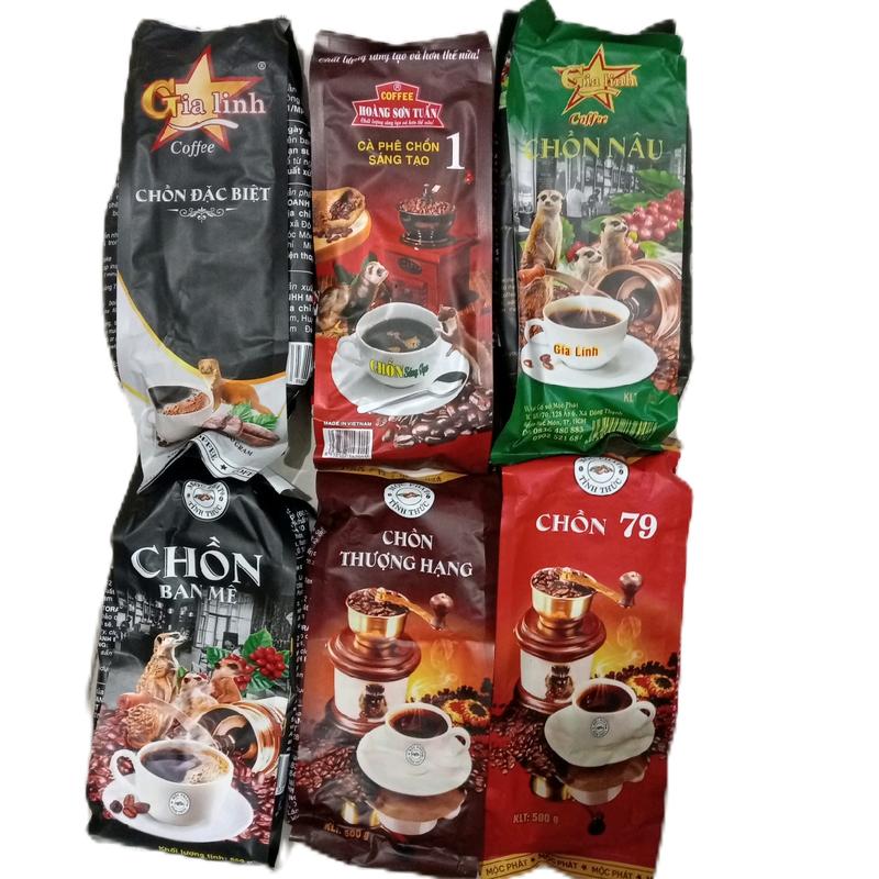 Combo 6 gói cà phê: ( 1 gói cà phê chồn nâu + đặc biệt + chồn 79 + sáng tạo 1 + thượng hạng + ban mê ) 3kg Coffee Cafe socola.