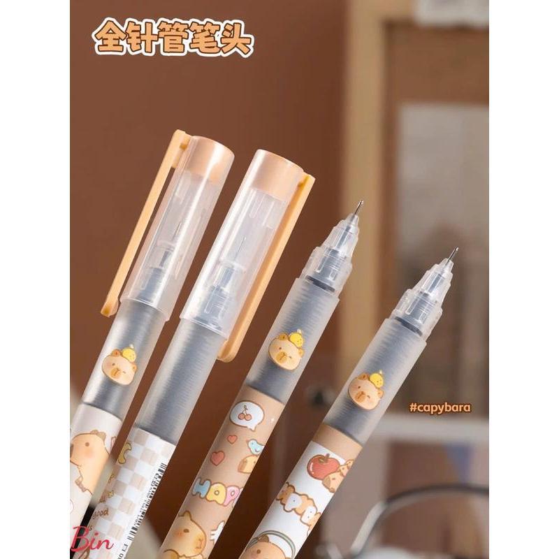 Hộp 6 chiếc bút mực ĐEN tẩy được hình Capybara, gấu trúc, HỘP 6 BÚT CÓ ĐẦU TẨY, BÚT KIM CAPYBARA, BÚT VIẾT CHO HỌC SINH, SINH VIÊN, DÂN VĂN PHÒNG, BÚT KÝ, BÚT NGÒI NHỎ QH22 6
