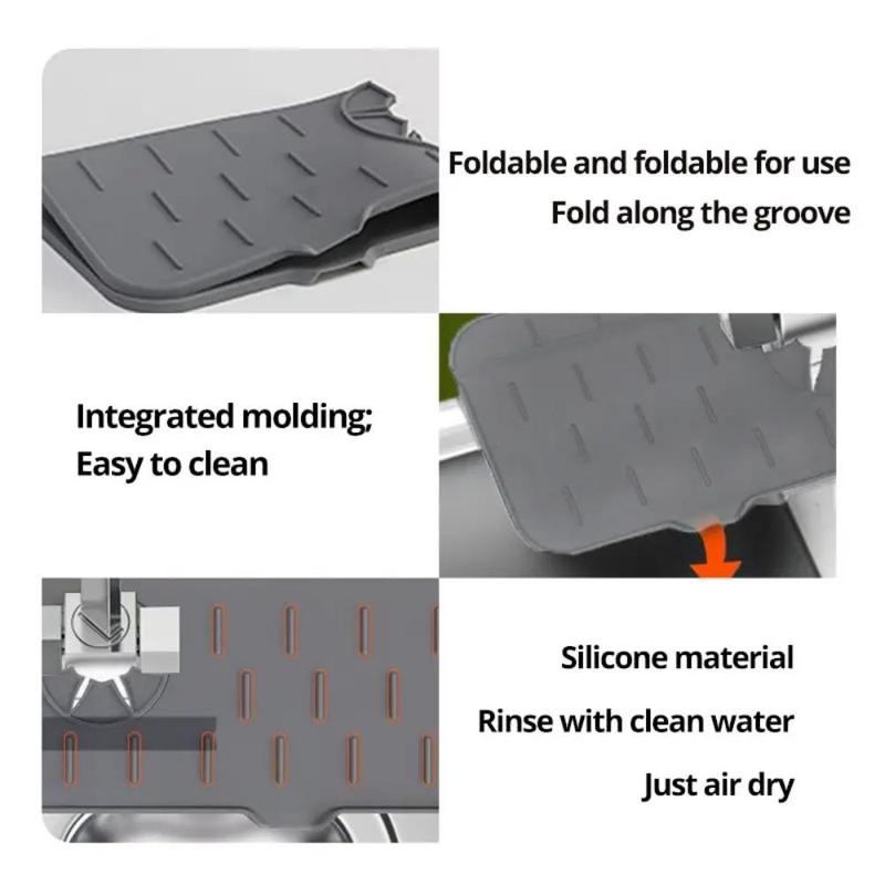 1pcs Kitchen Faucet Absorbent Mat Sink Splash Guard Silicone Drainage Drying Pad Countertop Protection Essentials Tools Accessories 4