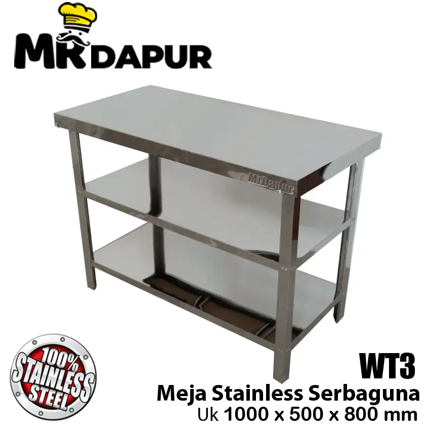 MEJA STAINLESS SERBAGUNA WORKING TABLE MRDAPUR WT 3 ORIGINAL