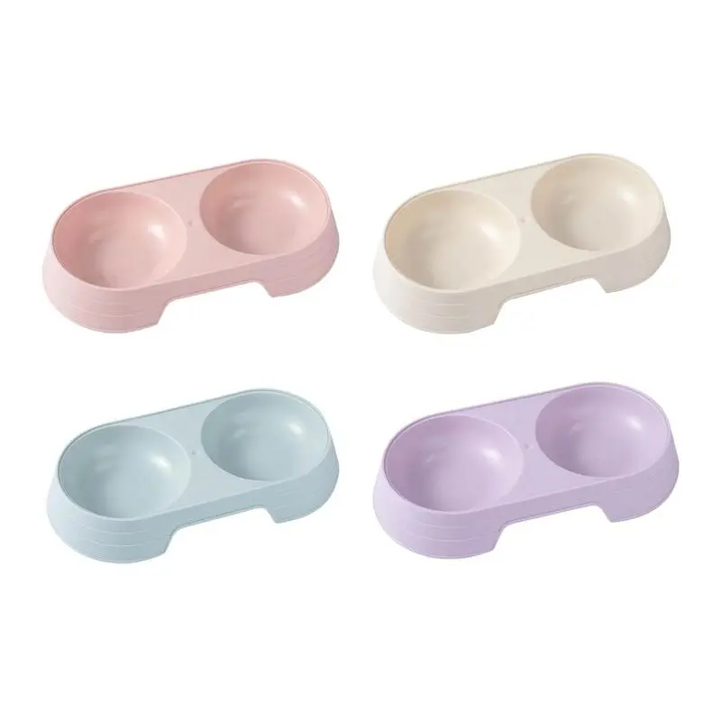 Portable Double Cat Pet Water Feeder Food Container Drink Bowls for Small Animals Indoor Cats Puppy Kitten Supplies