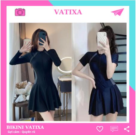 Đồ bơi nữ liền mảnh phối váy che bụng bikini đi biển đi bơi học bơi kín đáo VATIXA BKN138