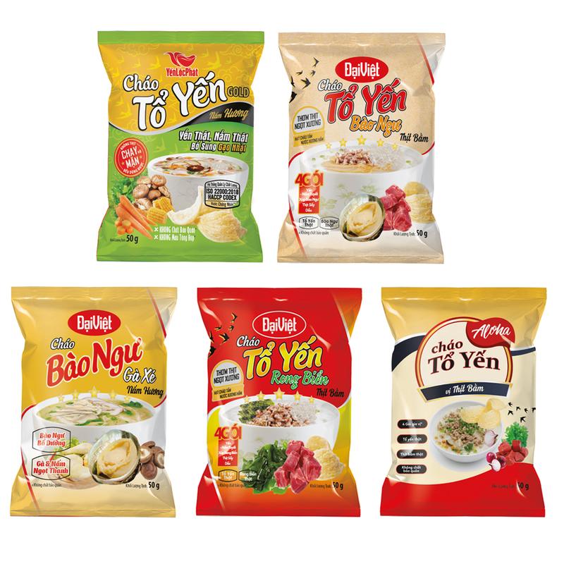 30 gói cháo tổ yến, 5 vị, mỗi vị 6 gói - Cháo yến vị nấm hương, thịt bằm, gà xé, bào ngư, rong biển