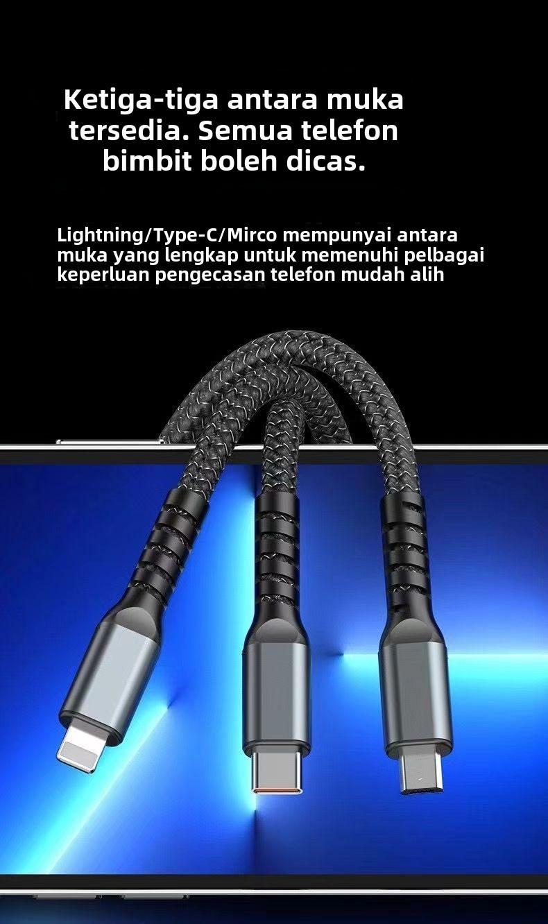 Product Introduction of [COD]Super 100W 3 in 1 Type-C Charging Cable for Huawei Oppo Vivo Charge - Phone 7