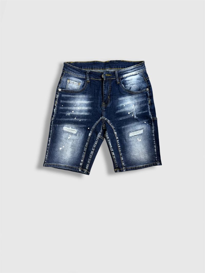 Product Introduction of Shopvietanhq9 - Quần Jeans Short Xanh Đậm nam 2 đáy (534) big size quần Super vẩy sơn, rách, vải giãn, quần ds khuyết tật Hót new Men - 3.3 Menswear 34