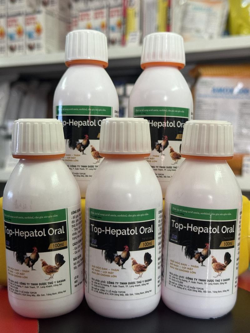 Product Introduction of Top-Hebatol Oral giải đ.ộ c gan, Thận, bổ gan, lợi mật, mau ăn chống lớn. Gà tre 2-3 giọt, gà lông 3-5 giọt dùng 3-5 ngày (thuốc bổ dùng cho gia súc, gia cầm) 2