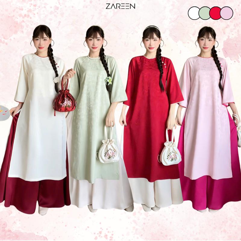 ZAREEN | SET ÁO DÀI TÂM Ý GẤM PHỐI VIỀN ZAREEN ADI05
