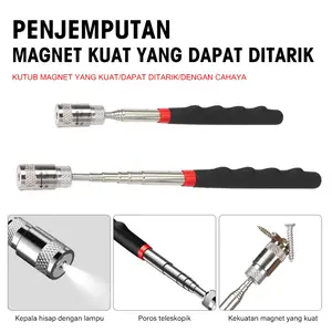 Peralatan Magnetik dengan Lepasan LED 500 Lumen, Kait Utama yang Dapat Digunakan untuk Tempat Datar, dan Tang Teleskopik untuk Menemukan Barang Hilang di Ruangan Kecil – Berat Maksimal 10 Kg