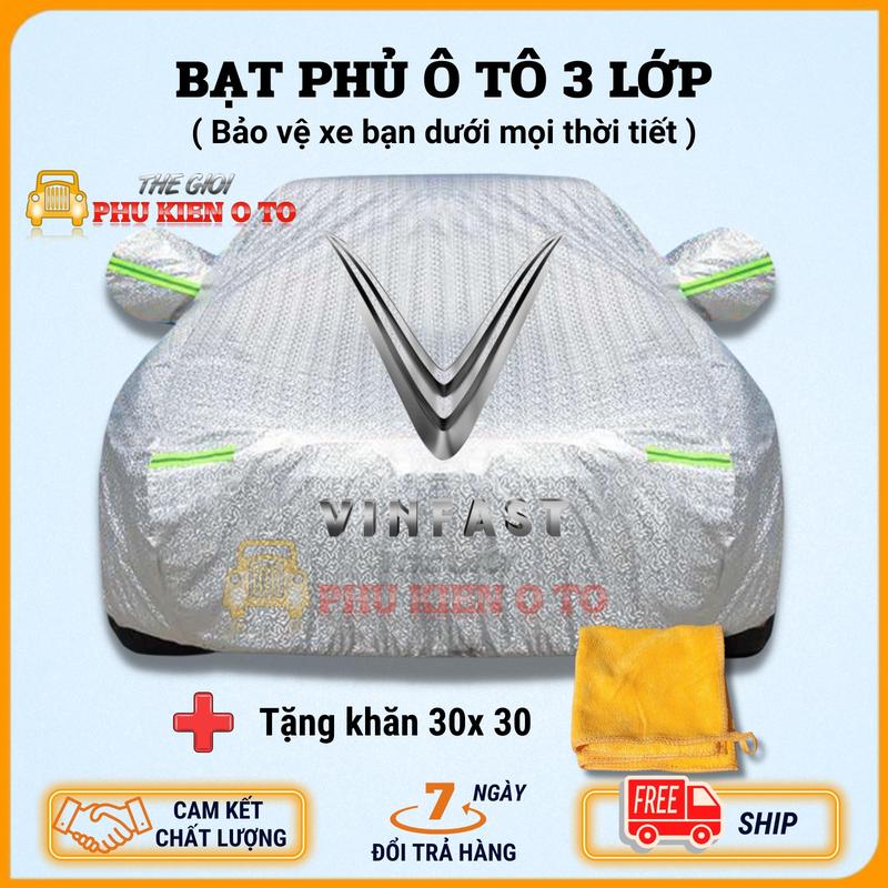Bạt Phủ Xe Ô Tô VINFAST FADIL, VF E34, VF3, VF5, VF6, VF7, VF8, VF9, LUX A 2.0, LUX SA Chất Liệu Bạt Tráng Nhôm 3 Lớp, Có Khóa Kéo Cửa Lái, Có Phản Quang