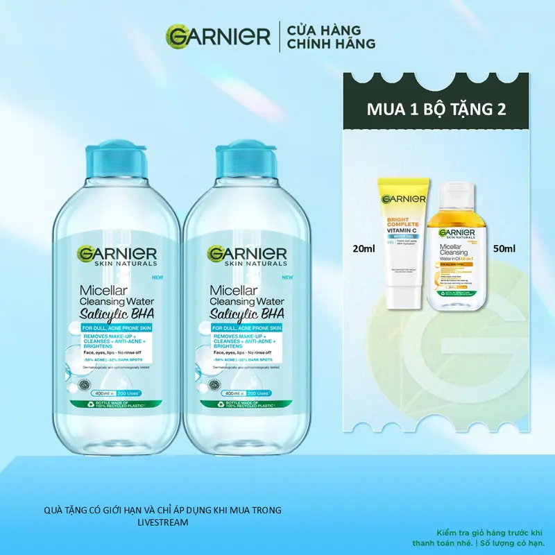 [KOL] Bộ đôi Nước tẩy trang làm sạch dịu nhẹ cho mọi loại da - Garnier Micellar Cleansing Water 400ml 7