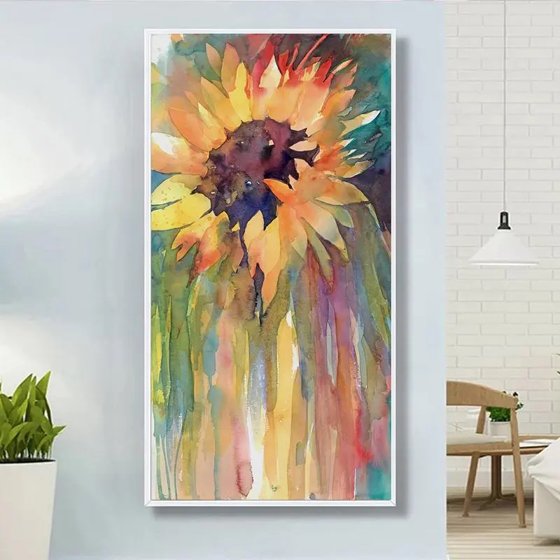 Sunflower Pattern Unframed Painting, 1 Count Colorful Oil Painting Poster, Wall Art Canvas Printing for Home Living Room Bedroom Decor, Wall Decor