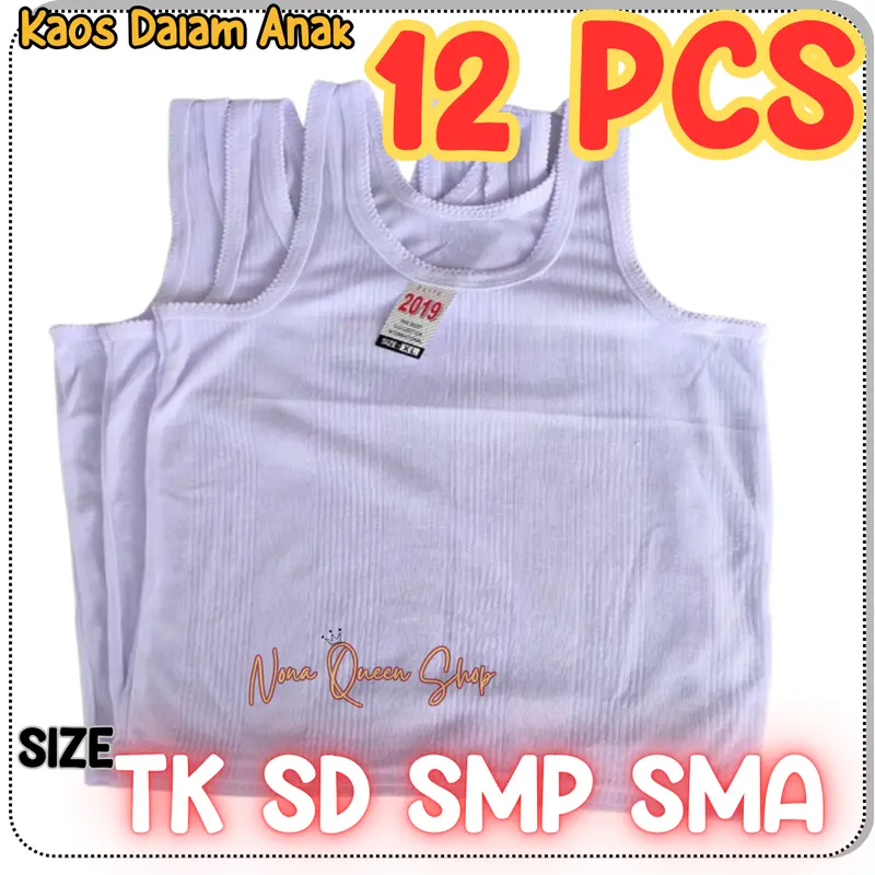 GROSIR 12 PCS KAOS DALAM ANAK PUTIH POLOS TK SD SMP SMA 0