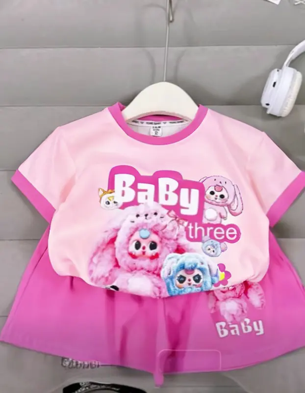 COMBO 4 Bộ Quần Áo trẻ em in hình babythree , Hình in 5D Hoạ Tiết Xinh Xắn Dành Cho Bé Gái 8 -43kg M07 6