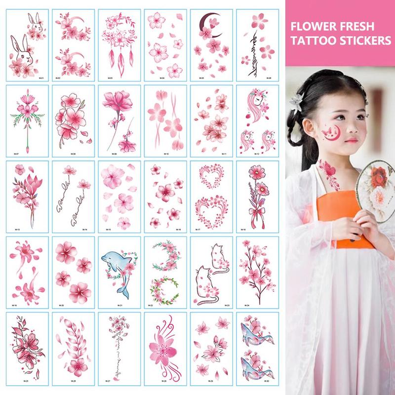 Product Introduction of 【 Set Of 30 Sheets 】 Tattoo Butterfly Pattern Floral Tattoo With A Lot Of Stripes To Choose From Color  Tattoo Sticker Paper Men's And Women's Tattoos 15