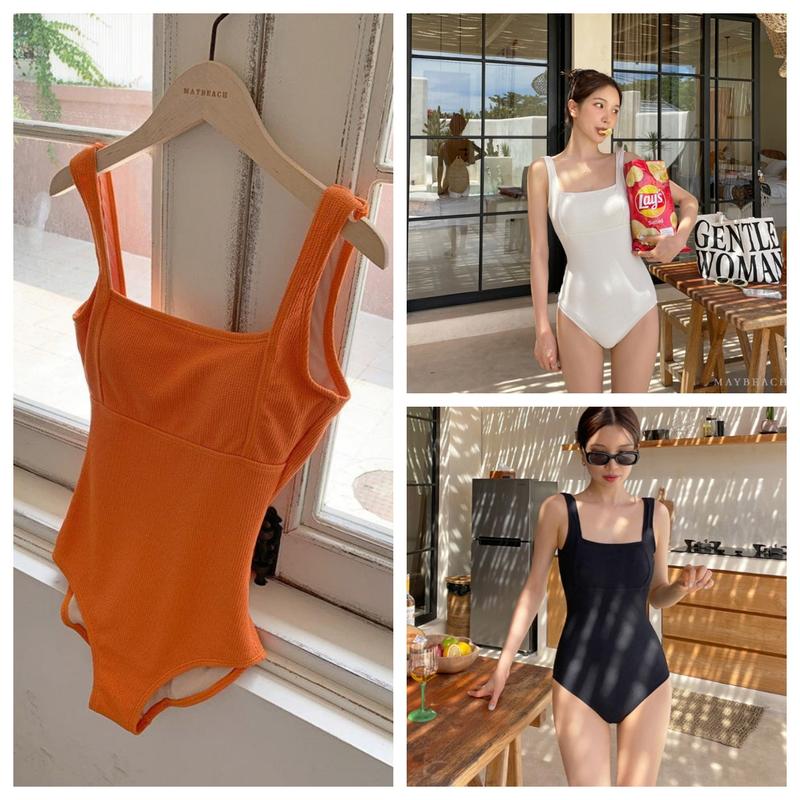   Hàng QCCC- đủ size MLXL  - Bikini 1 mảnh đồ bơi liền thân bassic cổ vuông khoét lưng che bụng phong cách HQ 