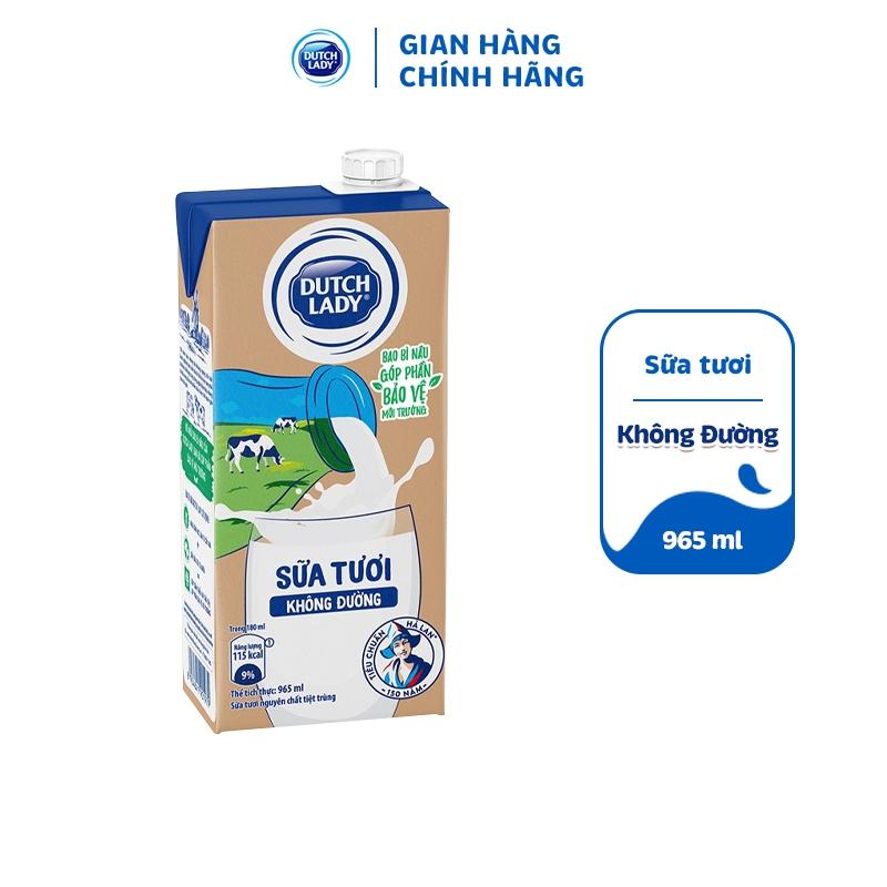 Hộp Sữa Tươi Tiệt Trùng Dutch Lady Cô Gái Hà Lan Không Đường 965ml