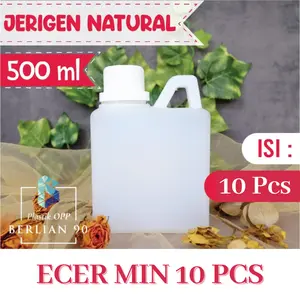 [10 Pcs] Jerigen Kotak Natural 500 ml Botol Minyak Termurah Plastik HDPE