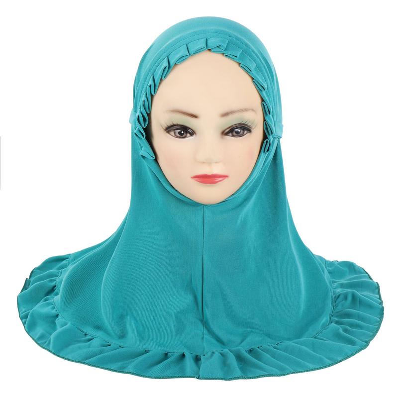 Product Introduction of Hat with Pleated Hem, Ruffled Edges, Lace Trim, Little Girl Children's Headscarf, Malay Scarf H364 3