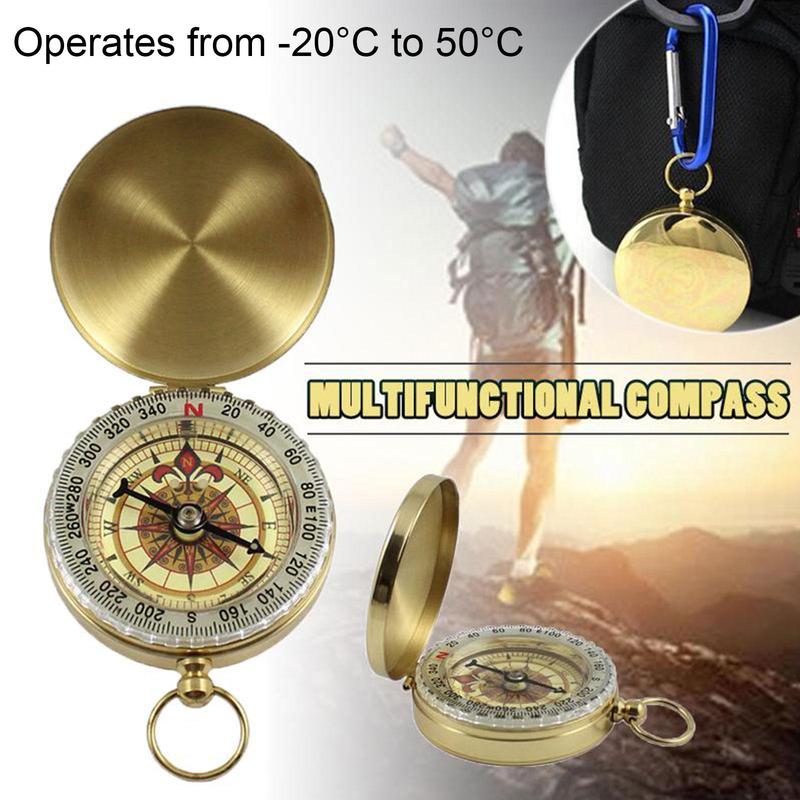 Camping Hiking Pocket Brass Golden Compass Portable Compass Outdoor Navigation Good Goods 3