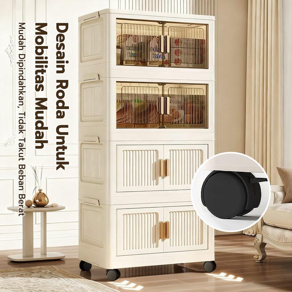 【Promo Buka Toko】Starke 50-60cm Lemari Plastik Susun Besar  Lipat Penyimpanan Serbaguna Furniture 3/4/5/6 Susun Aesthetic Desain Ramping Tahan Lama