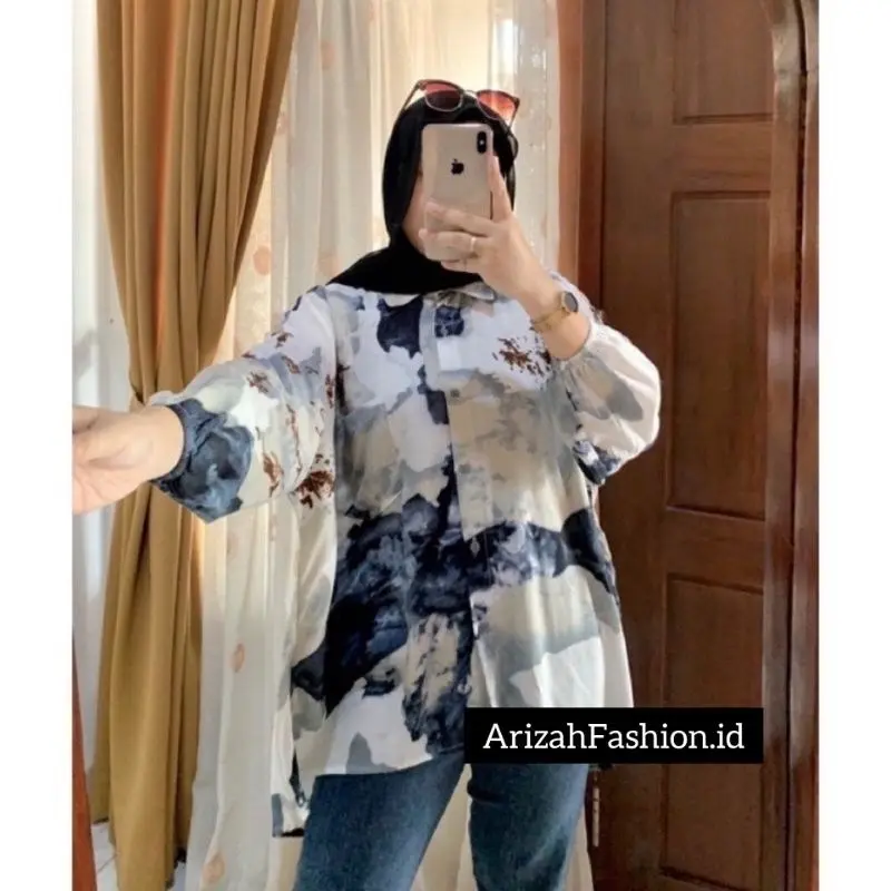 KEMEJA OVERSIZED RAYON MOTIF TERBARU | Atasan Vintage Oversize Wanita Terlaris|Kemeja Hawaii Muat Jumbo| Nyaman dipakai Part 1 Katun Santai Santai Panjang viral 1