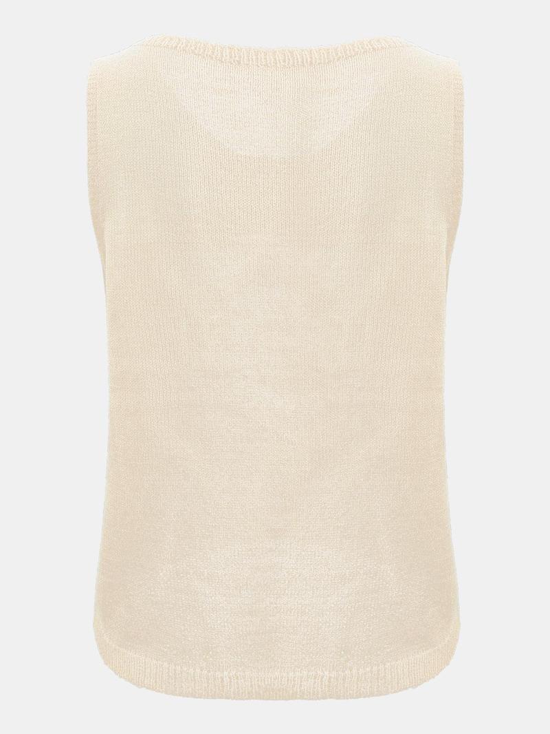 Product Introduction of Women's Cartoon Bunny Print Round Neck Sweater Vest, Casual Sleeveless Knit Top for Summer, Fashion Women's Knitwear for Daily Wear, Sweaters for Women 8