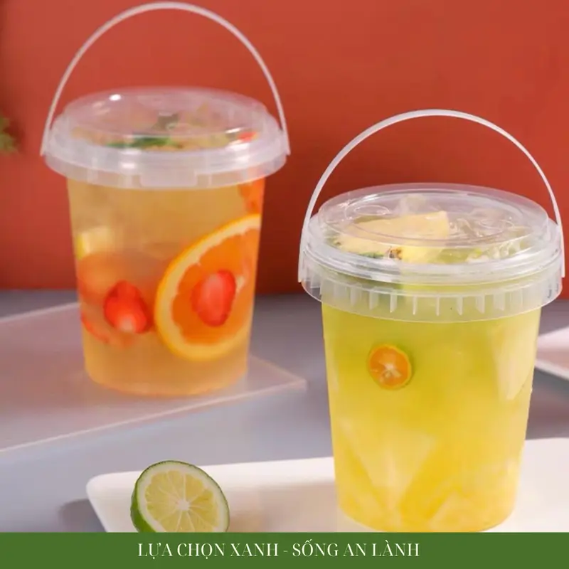 [COMBO50/700ML] Combo 50 Xô Nhựa Tròn 700ML Kèm Quai Xách Dùng Một Lần An Toàn Thân Thiện Với Môi trường 5