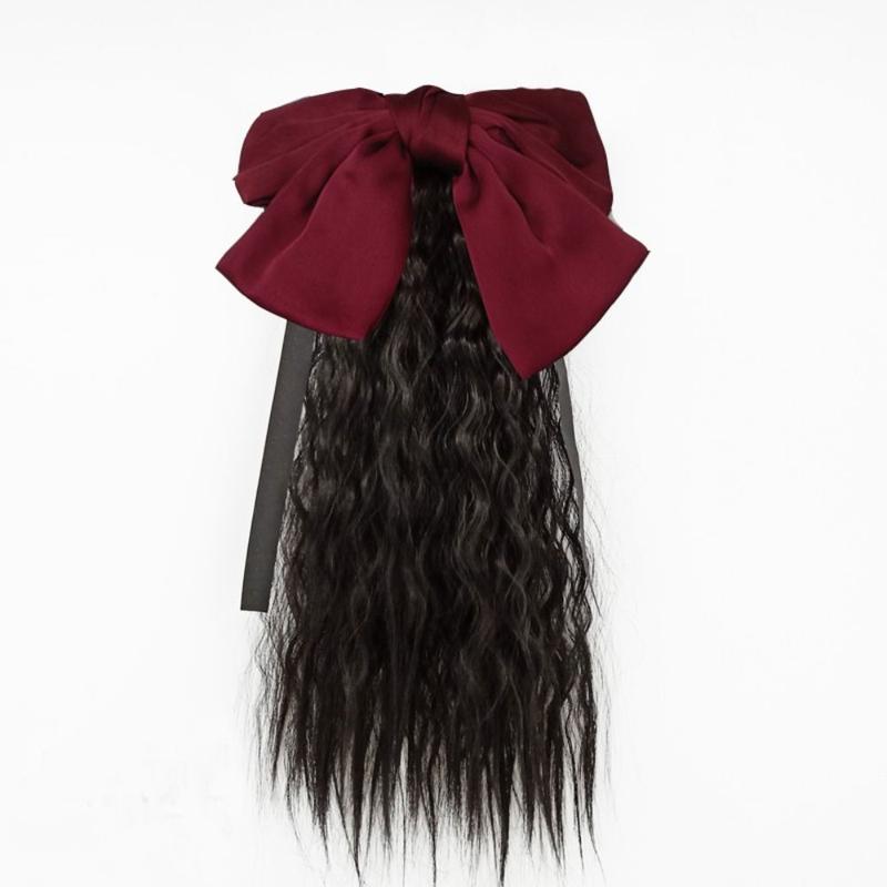 Tóc Giả Đuôi Ngựa Xoăn Cho Trẻ Em, Trang Trí Dự Tiệc Gợn Sóng Tự Nhiên, Công Chúa Lông Mịn, Dễ Thương, Ngọt Ngào, Chịu Nhiệt, Nơ Đỏ, Nút Thắt, Nối Tóc Đuôi Ngựa Wig