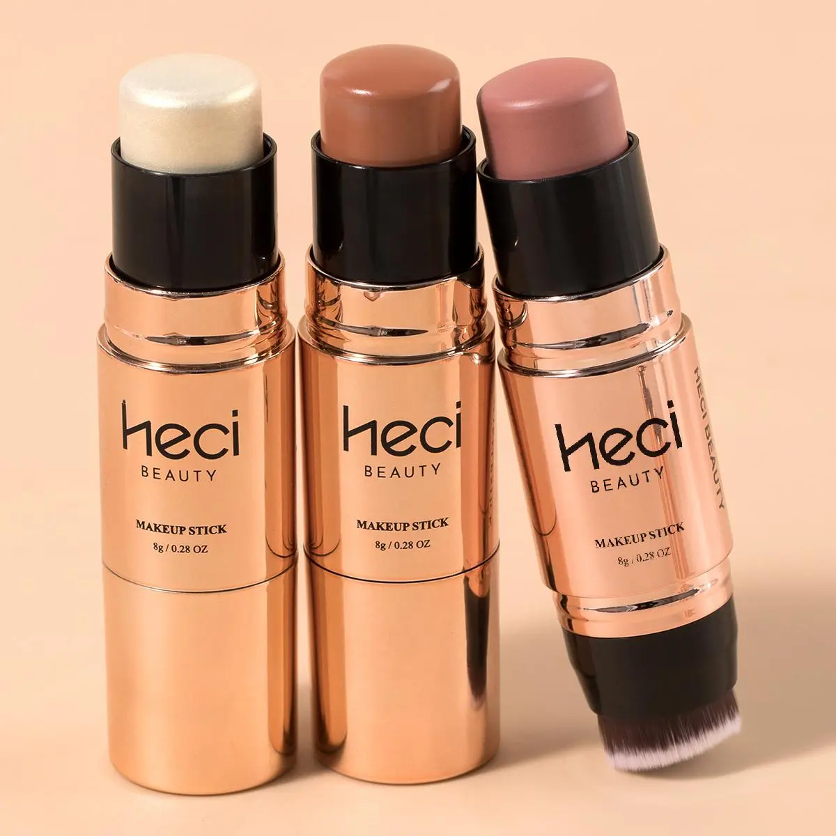 Cream Texture Matte Design Makeup Set, 3pcs/set Long Lasting Double Ended Bronzer Blush & Contour & Highlighter Stick, Facial Cosmetic Set for Women