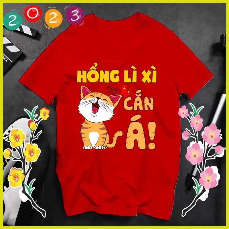 Áo Thun Gia Đình Hổng Lì Xì cắn á,chất vải cotton mềm mịn thoáng mát Nam Nữ  Menswear Cổ Tròn Unisex 2