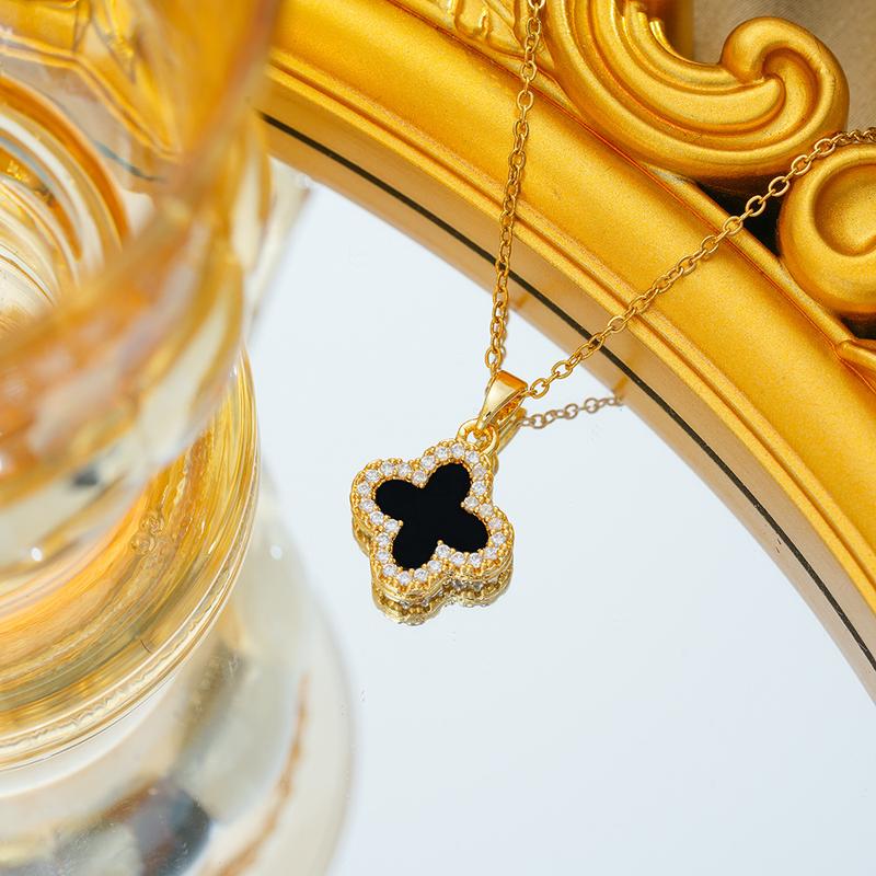 Product Introduction of Vòng Cổ Người Có Ảnh Hưởng Trực Tuyến, Thép Titan, Thiết Kế Cỏ Ba Lá Không Phai Màu, Zircon Dát Siêu Nhỏ Thời Trang Mùa Hè, Hai Mặt, Dễ Phối Đồ, Cao Cấp, Dành Cho Nữ 6