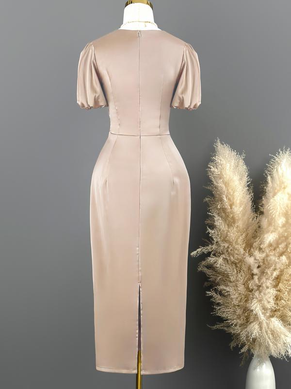 [MIỄN SHIP] MDU4515 Váy Lụa Twist Satin Cao Cấp - Thiết Kế Cổ Cách Điệu Tay Bồng Tinh Tế Dành Cho Nữ Women Dress váy  nữ 6