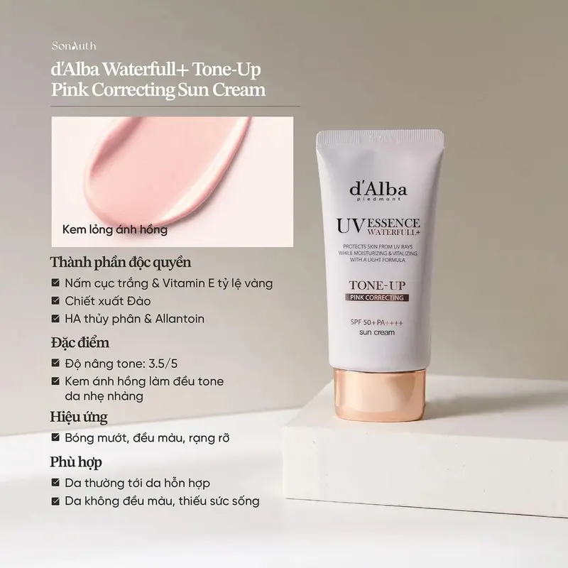 Kem chống nắng d'Alba nâng tông da Waterfull Tone-up Sun Cream SPF 50+ 50ml kemchong  nangany chong  nang 5