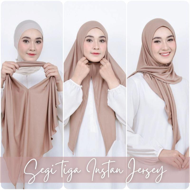 HIJAB SEGITIGA INSTAN JERSEY premium produk lokal umkm Kerudung Muslim Hitam 3