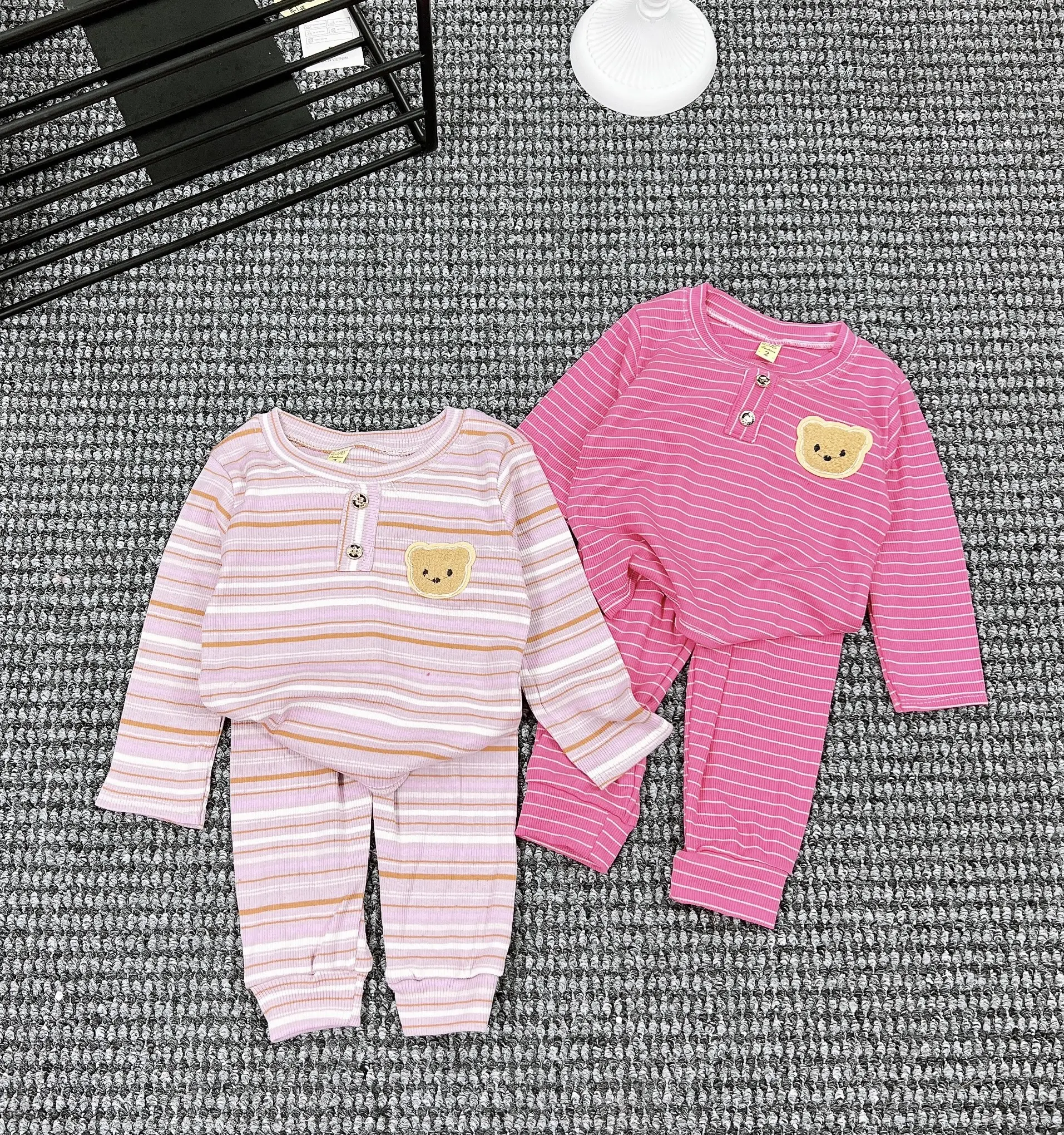 ( 6-15 kg ) bộ tăm len dài tay cho bé trai , bé gái , quần áo thu đông thêu gấu cổ tròn - Sandal combo  5