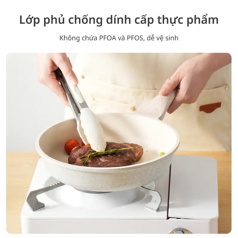 InssaVN Bộ nồi chảo 4 món chống dính 18cm/24cm/24cm/28cm GUOJ030, chiên xào nấu tiện lợi phù hợp mọi loại bếp 2