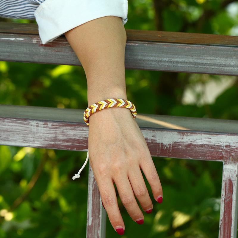 Ethnic Style Colorful Weave Rope Adjustable Bracelet Handmade Hemp Rope Wristbands Bracelets For Couple Simple  Gift 3