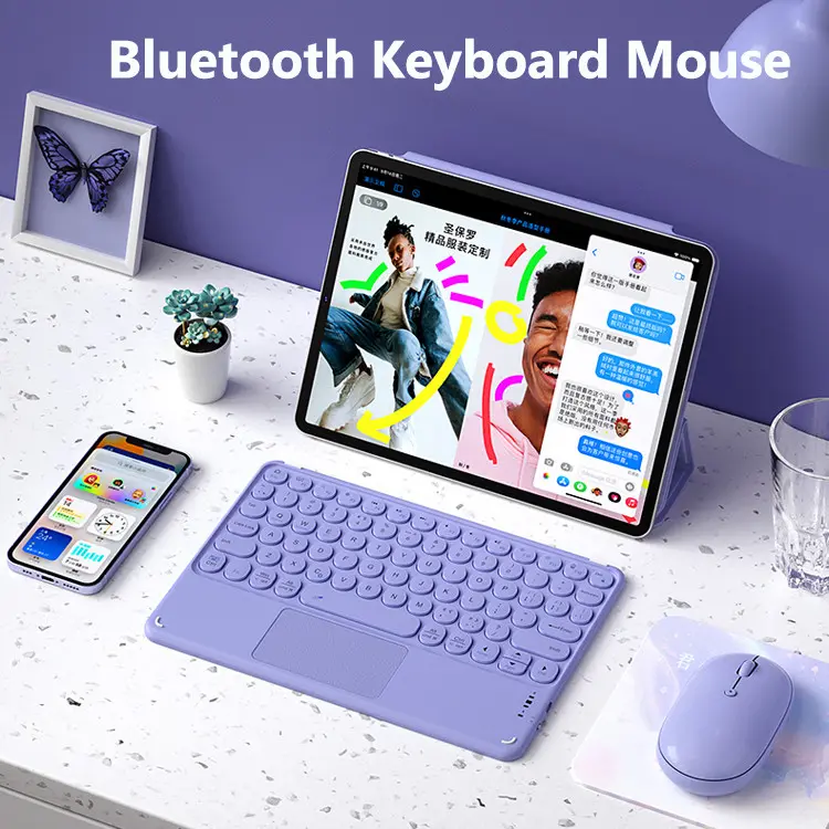 Bộ Bàn Phím Chuột Bluetooth Không Dây, Tương Thích Với Honor Pad X8a 2024 11 X8 Lite 9.7 X9 X8 Pro 11.5 9 Pro 12.1 8 12, MagicPad 2 12.3 13 2023 10Inch, Bao Gồm Bàn Phím Và Chuột, Funda 0