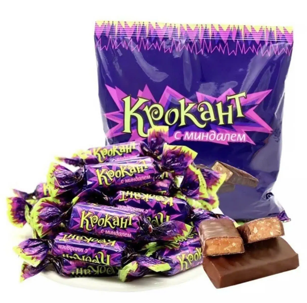 Kẹo tím Krokant Socola Nga túi 500gr- thơm ngon ngọt snack thức ăn food socola Chocolate