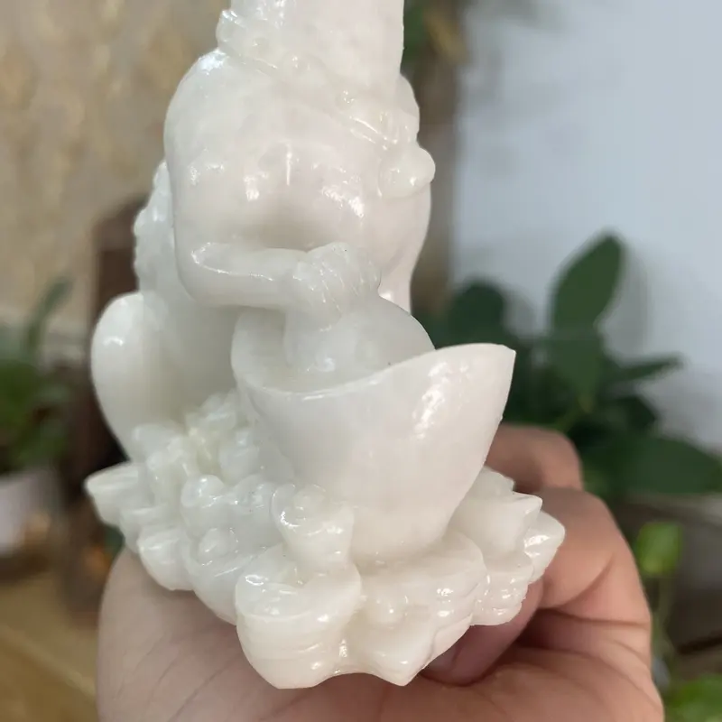 Tượng đá con chó phong thủy tượng trang trí tượng chó giữ tài lộc phong thủy nhà cửa - Chiều Cao 10cm - Màu đá trắng 6