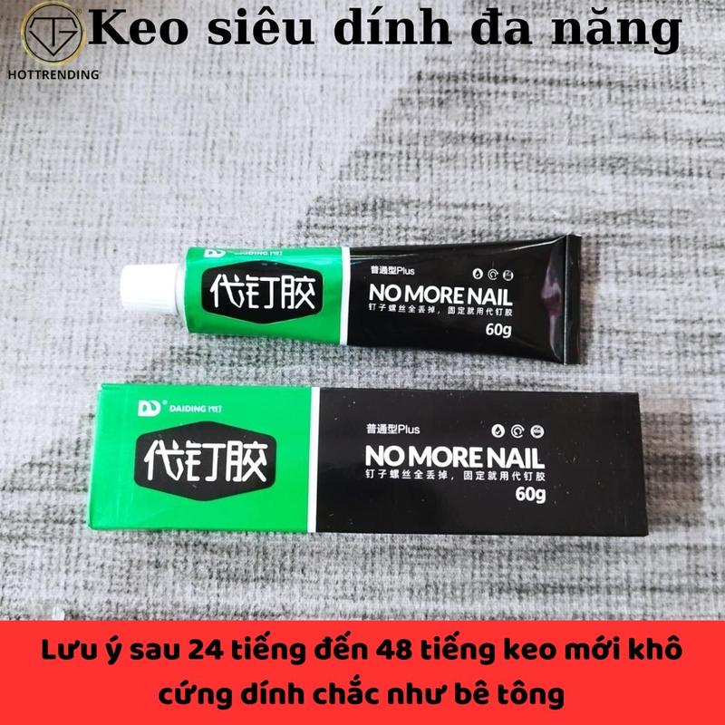 Keo siêu dính No More Nail tuýp 60g siêu dán tường dán kim loại gỗ thuỷ tinh nhựa đa năng chống thấm nước hàng chuẩn