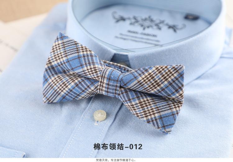 Product Introduction of 1PCS Men's Bow Tie Korean Version Fashion Casual Bow Cotton Trendy Plaid Striped Collar Bow Tie Manufacturer Wholesale Spot 15