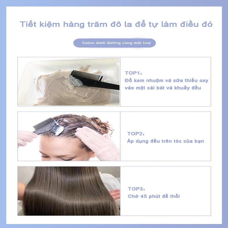 thuốc nhuộm tóc màu nâu xám ,Thuốc nhuộm tóc Nhật Bản, gửi một bộ dụng cụ nhuộm tóc đầy đủ+dầu xả Đổi Màu Tóc 8