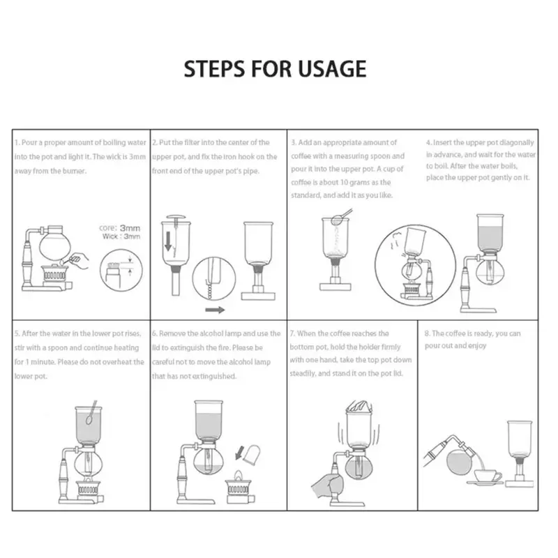Coffee Maker Manual Brew Vacuum Pot 3 Cups 360ml - JF33 - Black 7