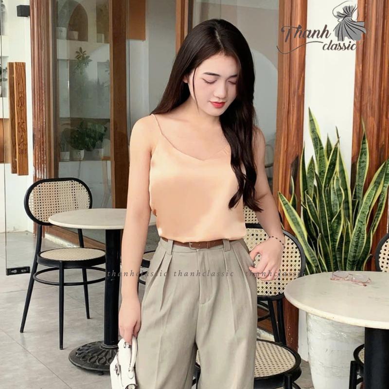 Áo 2 dây nữ cao cấp, áo vải lụa latin cao cấp mặc kèm blazer, chất vải mềm mịn, không nhăn - THANH CLASSIC Women 4