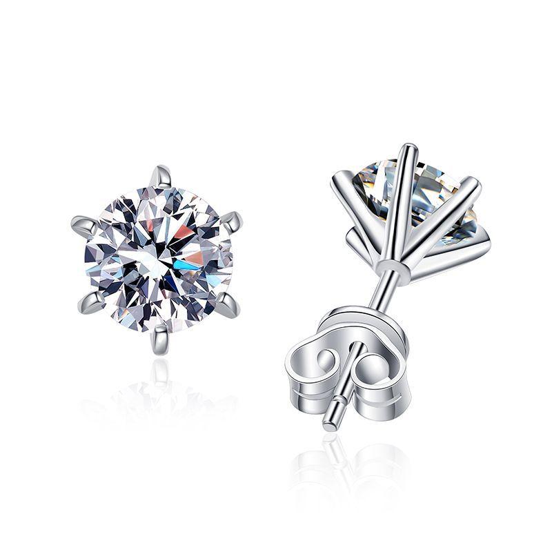 E082 Simple Six-Claw (Tiger Claws) Screw + Earplug Moissanite: Tiger Claws Tiya, Six-Claw Rhyme Match, Screw with Wind, fashion Jewelry Accessories with Multiple Styles# Screw Stable Rhyme moissanite diamond  ring diamond   ဆွဲကြိုး925 fine  silver  925 0