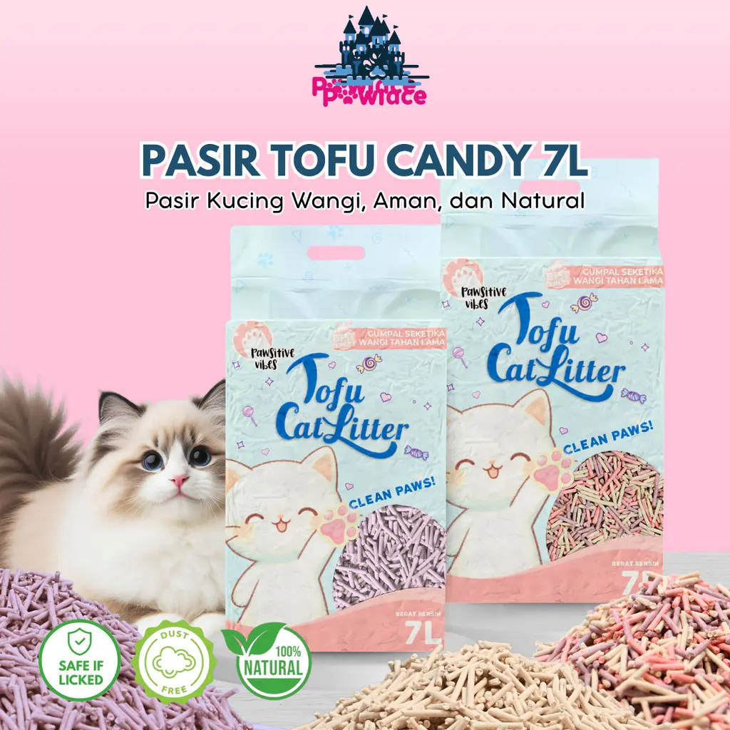 Cat Litter Tofu Candy  - Pasir Kucing Gumpal Wangi -Tofu Cat Litter Minim Debu dan Wangi - Pasir Tofu Kucing - Soya Cat Litter