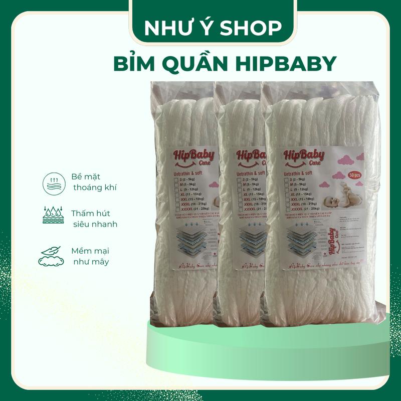 HipBaby - Combo 150 Miếng Bỉm Quần Loại 1 Thấm Hút Siêu Nhanh Size M-3XL Chống Tràn Tốt Cho Bé